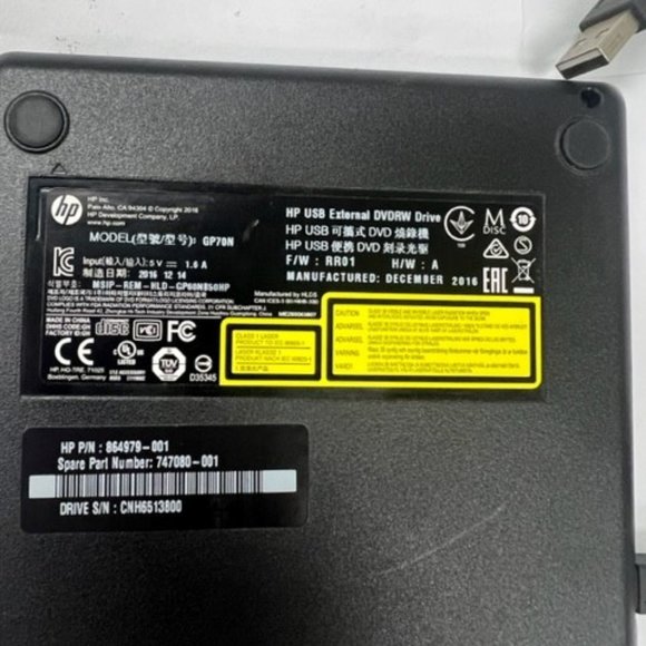 HP USB External DVD RW drive Model GP70N - Picture 2 of 3